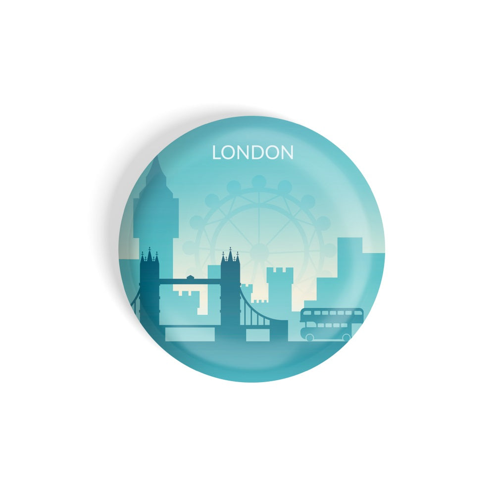 dhcrafts Round Fridge Magnet Multicolor London D3 Glossy Finish Design Pack of 1 (58 mm)